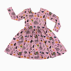 Halloween Witch Sisters Smell Children Purple Kids Bamboo Long Sleeves Dress