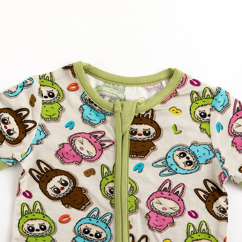 Fashion Dolls Baby Bamboo Short Zipper Romper Pajamas