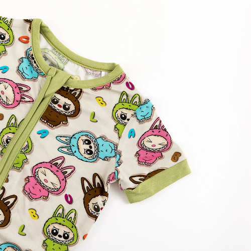 Fashion Dolls Baby Bamboo Short Zipper Romper Pajamas