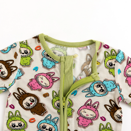 Fashion Dolls Baby Bamboo Short Zipper Romper Pajamas