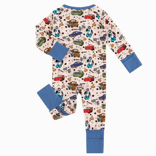 Cartoon Car Pentacle Bamboo Zipper Romper Pajamas