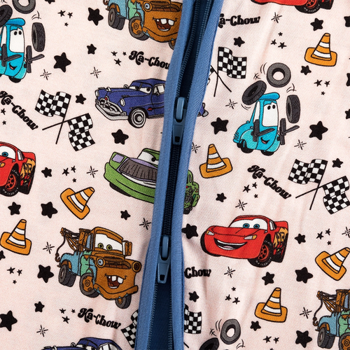 Cartoon Car Pentacle Bamboo Zipper Romper Pajamas