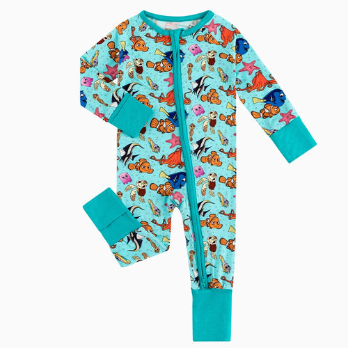 Marine Animals Bamboo Zipper Romper Pajamas