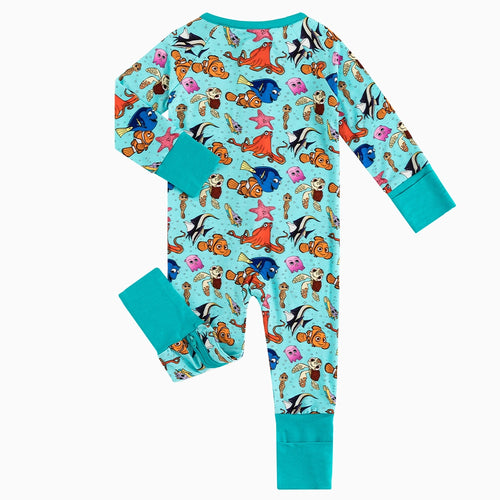 Marine Animals Bamboo Zipper Romper Pajamas