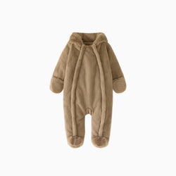 Chocolate Brown Baby Bear Fleece Hooded Romper
