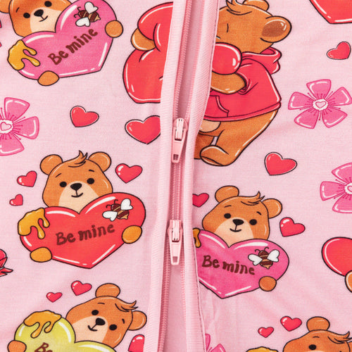 Valentine Wishes and Bear Hugs Love Bamboo Zipper Romper Pajamas