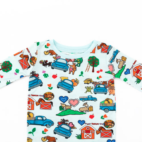 Farm Car and Animal Friends Life Kids Bamboo Two-Piece Pajama Set