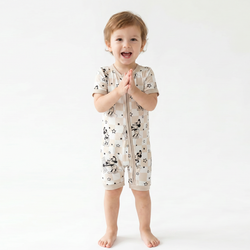 Coxswain Mouse Chessboard Pattern Bamboo Baby Shortie Romper