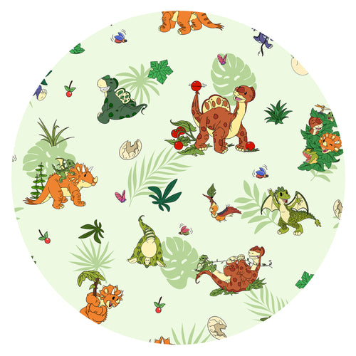 Prehistoric Dino Pals Jungle Playtime Sage Green Bamboo Zipper Romper Pajamas