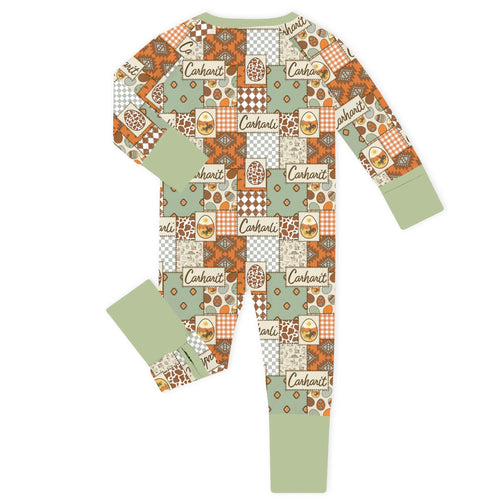 Rustic Western Trail Bamboo Zipper Romper Pajamas