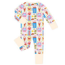 Seaside Market Cream Trim Bamboo Zipper Romper Pajamas