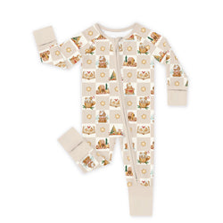 Christmas Gingerbread Village Bamboo Zipper Romper Pajamas
