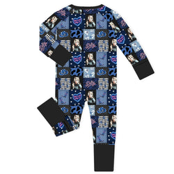 Neon Country Disco Black Bamboo Zipper Romper Pajamas