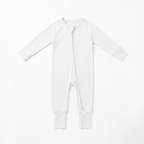 Solid Pure White Zipper Romper Pajamas