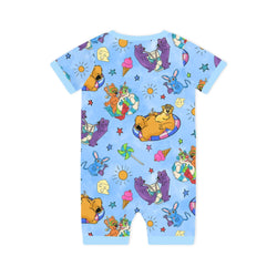 Bear Summer Beach Baby Bamboo Short Zipper Romper Pajamas