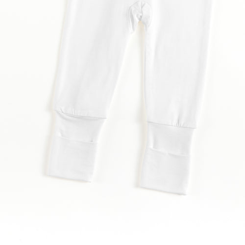 Solid Pure White Zipper Romper Pajamas