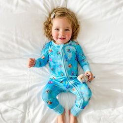 Rainbow Ocean Fish Playtime and Seashells Bamboo Zipper Romper Pajamas