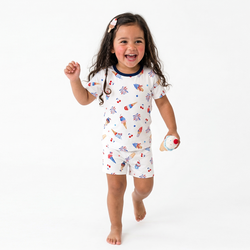 4th of July Ice Cream and Fireworks Bamboo Two-Piece Pajama Short Sleeve Set