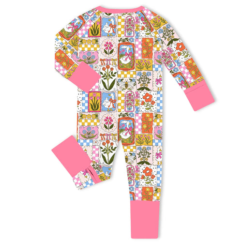 Vintage Goose Garden Bamboo Zipper Romper Pajamas