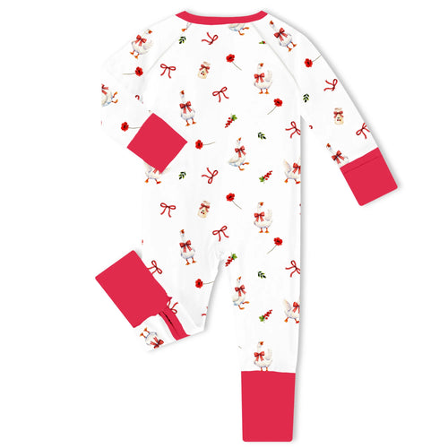 Country Goose and Bows Bamboo Zipper Romper Pajamas