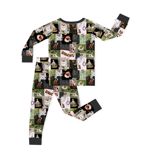 Halloween Western Cowboy Patchwork Kids Bamboo Two-Piece Pajama Set
