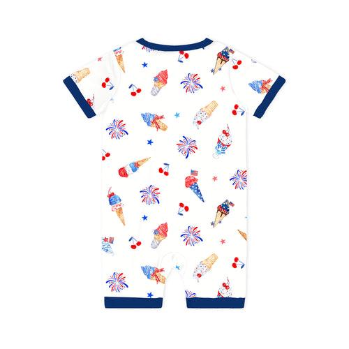 4th of July Ice Cream and Fireworks Short Bamboo Zippy Baby Romper