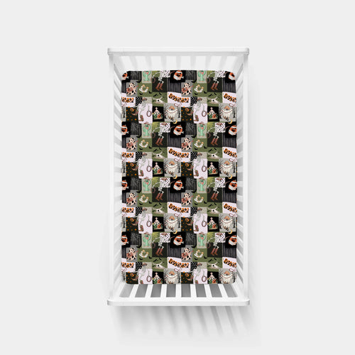 Halloween Western Cowboy Patchwork Bamboo Fitted Crib Sheet