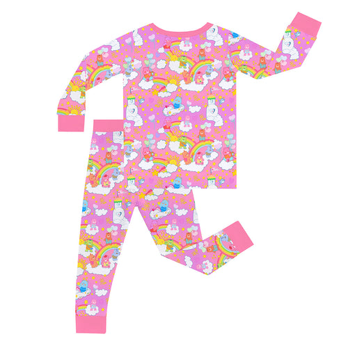 Cartoon Bear Gradient Rainbow Kid Bamboo Two-Piece Pajama Set