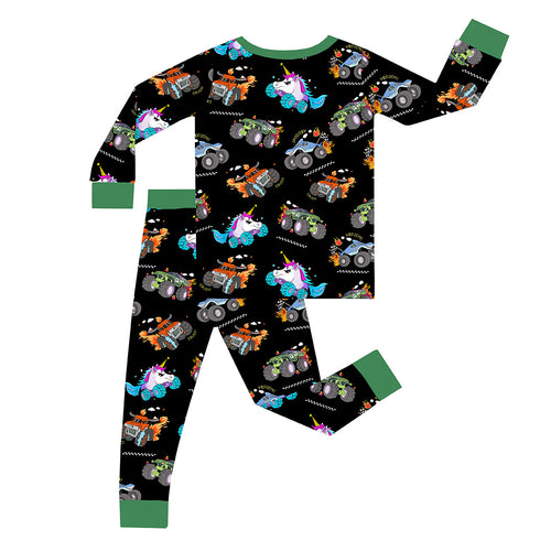 Monster Truck Kid Bamboo Two-Piece Pajama Set