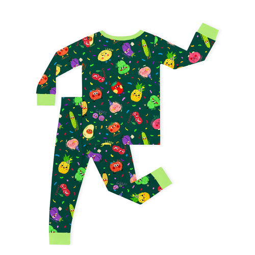 Bountiful Fruit Cherry and Banana Nighttime Kids Two-Piece Pajama Set