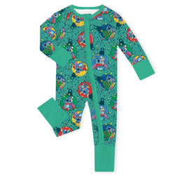 Christmas Playful Blue Buddy Baubles Kids Bamboo Two-Piece Pajama Set