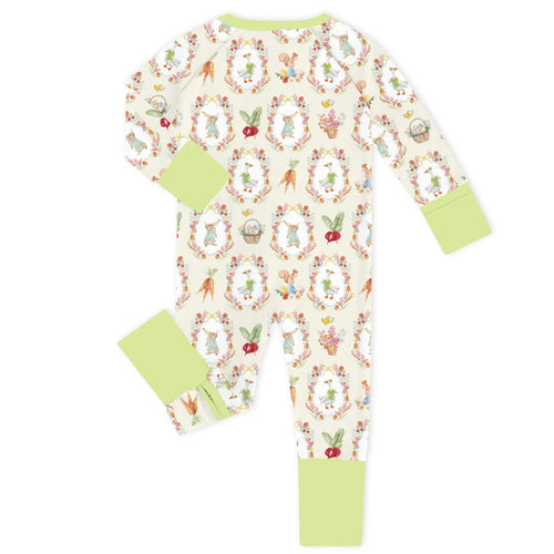 Easter Garden Bunny with Carrots Bamboo Zipper Romper Pajamas