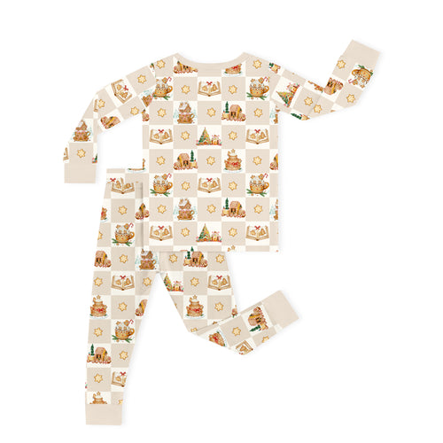 Christmas Gingerbread Village Kids Bamboo Two-Piece Pajama Set