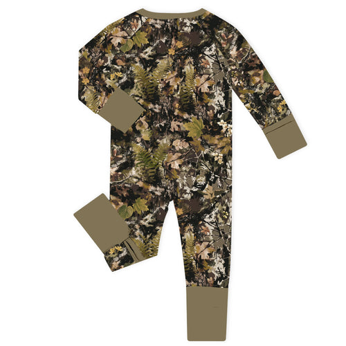 Woodland Canopy Camo Bamboo Zipper Romper Pajamas