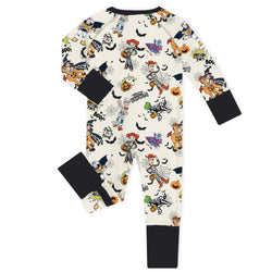 Halloween Space Cowboys and Aliens Baby Bamboo Zipper Romper Pajamas