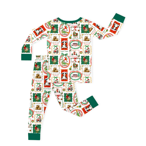 Christmas Farm Animals Kids Bamboo Two-Piece Pajama Set