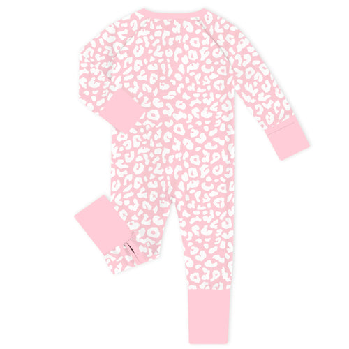 Modern Dalmatian Blush Bamboo Zipper Romper Pajamas