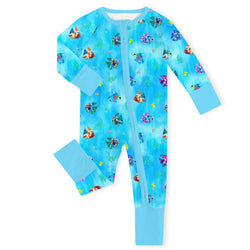 Rainbow Ocean Fish Playtime and Seashells Bamboo Zipper Romper Pajamas