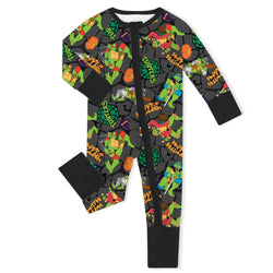 Halloween Teenage Turtles Baby Bamboo Zipper Romper Pajamas