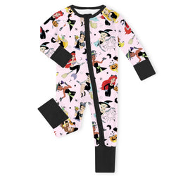Halloween Princess Pumpkin Bats Baby Bamboo Zipper Romper Pajamas