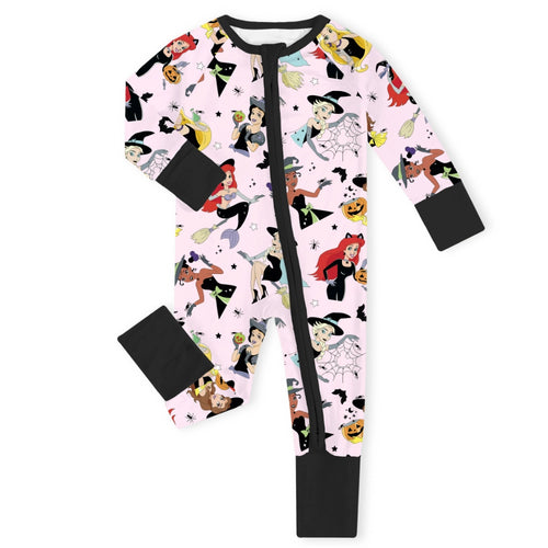 Halloween Princess Pumpkin Bats Baby Bamboo Zipper Romper Pajamas