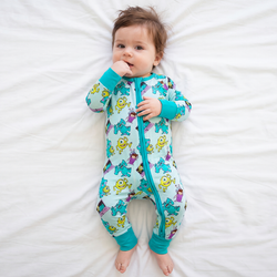 Monster Bamboo Zipper Romper Pajamas