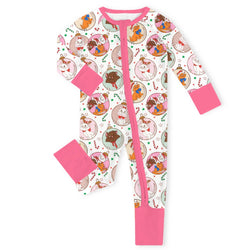 Christmas Jolly Cats Baubles Baby Bamboo Zipper Romper Pajamas