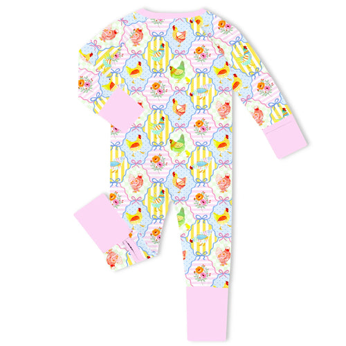 Pastel Country Coop Bamboo Zipper Romper Pajamas