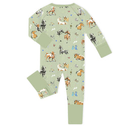 Little Pony Country Dream on Sage Green Bamboo Zipper Romper Pajamas