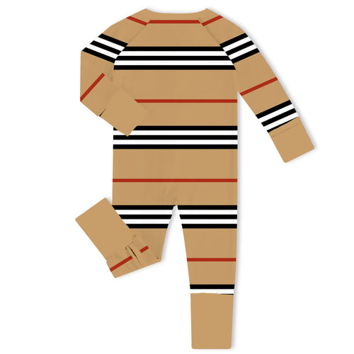 Classic British Plaid Bamboo Zipper Romper Pajamas