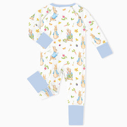 FancyPrince Easter Peter Bunny Blue Baby Bamboo Zipper Romper Pajamas