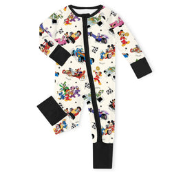 Mouse and Friends Cheerful Truck Ride Game Baby Bamboo Zipper Romper Pajamas