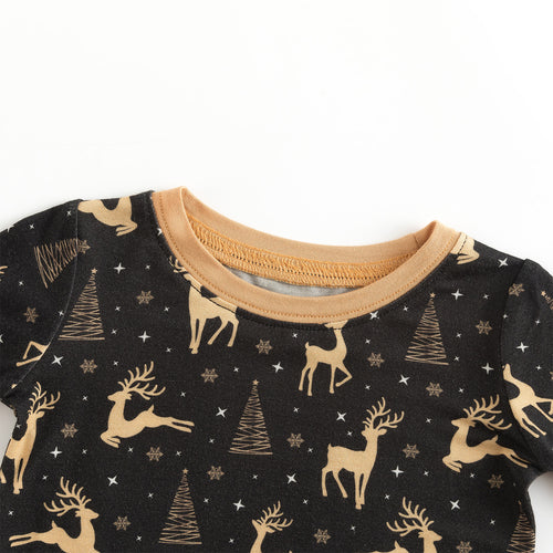 Christmas Tree Deer Kids Bamboo Gold 2 Pieces Pajama Set