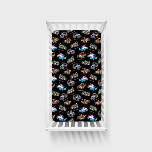 Monster Truck Print Bamboo Fitted Crib Sheet